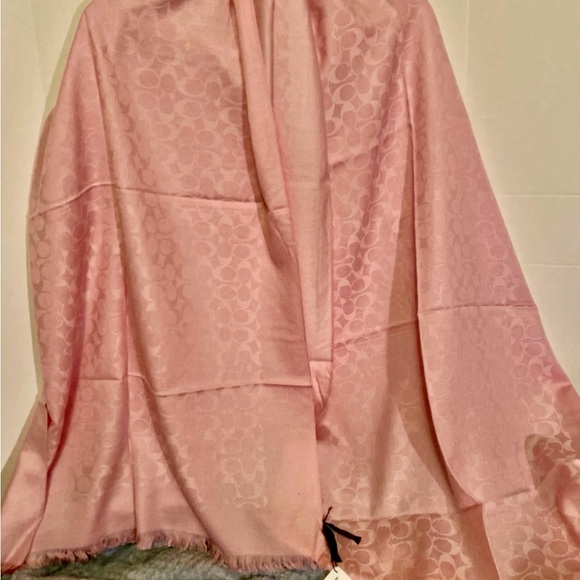 Coach 97580 Women's Logo Signature Spring Stole Scarf Wrap Lightweight Silk Wool - Picture 5 of 7